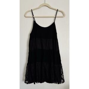 Black ANGL Lace Tiered Whimsigoth Mini Dress S